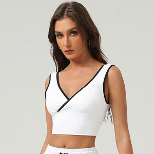Nuevo chaleco deportivo Cool-touch UV Shield Cross V-cuello Sujetador de yoga con espalda abierta Color-block acolchado Gym <span class=keywords><strong>Topp</strong></span> - Product Image 3