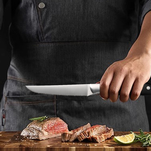 Ensemble de 6 couteaux <span class=keywords><strong>à</strong></span> steak modernes en acier inoxydable <span class=keywords><strong>à</strong></span> bord dentelé, manches en ABS, durables, écologiques, couteaux de cuisine ambidextres - Product Image 5