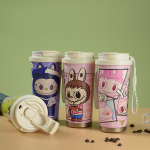 Labubu Cartoon Lily Of The Valley Coffee Mug 316 Stainless Steel Insulated Cup Portable Travel Use - Product Image 4