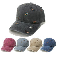 Casquette de baseball en coton lavé doux brodée Teckel, motif chien, ajustable, avec logo personnalisé