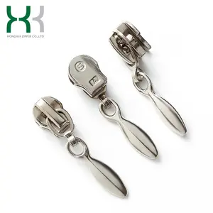 Wholesale Custom Shiny Silver Decorative Durable Garment Metal Zinc Alloy Auto Lock Zipper Slider Zipper head