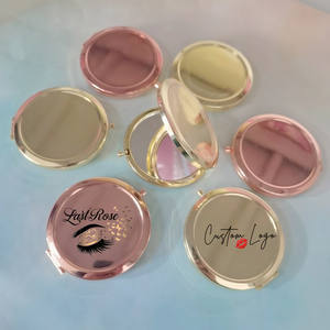 Logo privé double face miroir de maquillage plié en gros <span class=keywords><strong>Mini</strong></span> miroir cosmétique rond miroir de poche de maquillage - Product Image 2