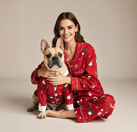 Ensemble de pyjama familial pour animaux de compagnie en coton pur, écologique et tendance, polyester respirant et confortable, vêtements de Noël pour chien
