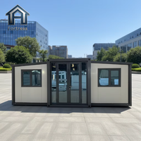 Maison conteneur extensible anti-ouragan, insonorisée et portable, idéale pour la vie en bord de mer dans un jardin.