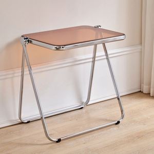 <span class=keywords><strong>Tavolino</strong></span> Laterale Pieghevole Trasparente Moderno e Salvaspazio, <span class=keywords><strong>Tavolino</strong></span> da Caffè in Acrilico con Struttura in Metallo <span class=keywords><strong>Cromato</strong></span> - Product Image 6