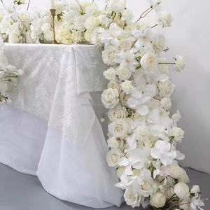 Dekorasi Pernikahan Elegan Boho Ivory <span class=keywords><strong>White</strong></span> Mawar Buatan Eucalyptus 200x40cm Latar Belakang Panggung T Perlengkapan Dekorasi Bunga Buatan - Product Image 6