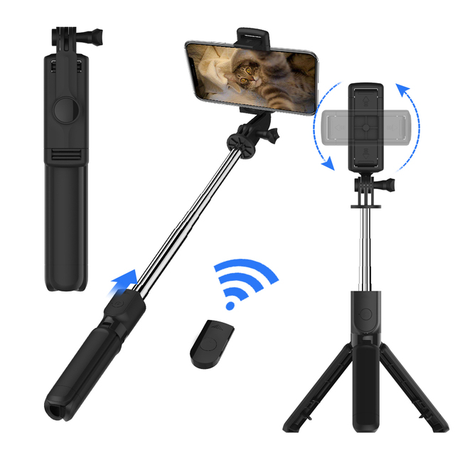 S03 3 in 1 Wireless Bt Selfie Stick for IPhone 12 Pro/12 Foldable Handheld Monopod Shutter Remote Extendable Mini Tripod