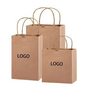 Bolsas de Compra de Papel Kraft Marrón Reciclables con Logotipo Impreso Personalizado - Product Image 3