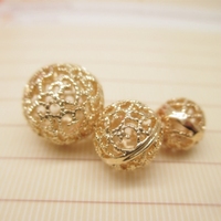 Bola de diafragma hueca Simple de cadena de chapado en oro italiano de 24K de alta calidad 10mm para la fabricación de joyas