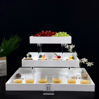 Tour de Présentation Carrée en Acrylique Durable Gaojian Factory à 3 Niveaux pour Buffets, Plateaux Emboîtables pour Événements et Traiteurs
