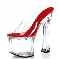 Chaussures à talons hauts pour femmes, style sexy et fétiche, nouvelle collection, rouge, 18 cm, talons épais, plateforme super haute, tendance, été