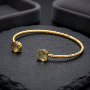 Gem Duo: สร้อยข้อมือทองคู่ประดับด้วยพลอยประกายของสร้อยข้อมือพลอยควอตซ์มะนาวสําหรับผู้หญิงและเด็กผู้หญิง - Product Image 2