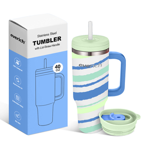 Nouveau Mug de Voyage Isotherme en Acier Inoxydable 40oz avec Couvercle à Paille Rotative et Poignée, Personnalisable avec Logo - Product Image 2