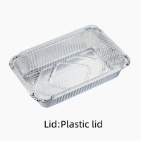 Barquette de cuisson rectangulaire en aluminium avec couvercle PE, résistante au four, écologique, de qualité alimentaire, jetable, pour pizza, charcuterie, fruits de mer, hamburger