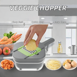 Hachoir à légumes multifonctionnel, coupe-oignon, éplucheur de pommes de terre, coupe-juliennes, trancheuse manuelle, outil de cuisine en PP - Product Image 2
