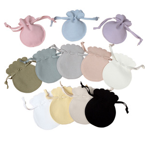 Sacs à bijoux en microfibre avec cordon de serrage, ronds, 8x10cm, 7x8cm, en velours, pour ranger les bagues et les boucles d'oreilles - Product Image 3