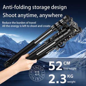 QZSD Q728HL Axe en alliage d'aluminium Trépied de caméra horizontal Prise de vue inverse rapide Transverst Conception pliante Support de tête panoramique - Product Image 6