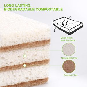 Almohadillas de Pulpa de Madera Ecológicas, Esponja de Celulosa Biodegradable Natural para Cocina, Absorción de Agua del 750%-2000%, 20 mm - Product Image 4