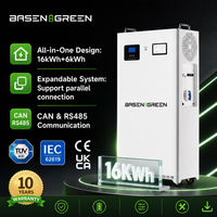 Batterie tout-en-un Basengreen 16 kWh + onduleur 6 kW 51,2 V 314 Ah 16 kWh LiFePO4 Lithium pour système de stockage solaire domestique