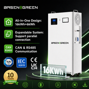 แบตเตอรี่ออลอินวัน Basengreen 16kWh + อินเวอร์เตอร์ <span class=keywords><strong>6KW</strong></span> 51.2V 314Ah 16kWh LiFePO4 แบตเตอรี่ลิเธียมสำหรับระบบกักเก็บพลังงานแสงอาทิตย์ภายในบ้าน - Product Image 1