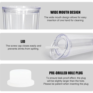 Spedizione Gratuita <span class=keywords><strong>da</strong></span> Magazzino USA, Tazza Globo di Neve <span class=keywords><strong>Fai</strong></span>-<span class=keywords><strong>da</strong></span>-<span class=keywords><strong>Te</strong></span> in Plastica Acrilica a Doppia Parete <span class=keywords><strong>da</strong></span> 24 oz con Coperchio e Cannuccia Pre-Forata - Product Image 4