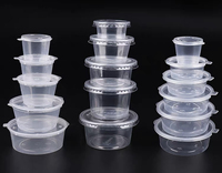 Boîte d'emballage circulaire jetable en plastique avec couvercle intégré 1oz 2oz 3oz 4oz 5oz