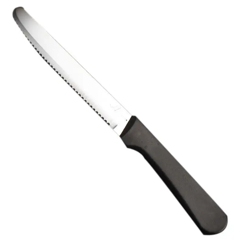 Stainless Steel Tip Serrated Beefsteak Knife Western Food Tableware Dinnerware Cutlery Plastic Handle Metal PP Steak Knife