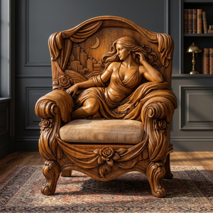 Fauteuil d'appoint en teck sculpté antique européen, fauteuil lounge rembourré en velours, design pour villa, salon, mobilier de maison - Product Image 5