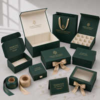 Boîte cadeau de luxe personnalisée en carton rigide vert avec feuille d'or et insert en EVA pour flacons de parfum, vernis à ongles et huiles essentielles