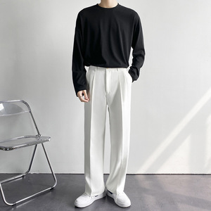 <span class=keywords><strong>Pantaloni</strong></span> da Completo da <span class=keywords><strong>Uomo</strong></span> Taglie Forti Stile Coreano, Gamba Dritta, <span class=keywords><strong>Larghi</strong></span> e Casual, Bianchi, a Gamba Larga, <span class=keywords><strong>Pantaloni</strong></span> a Terra - Product Image 3