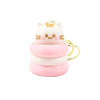 Gantungan Kunci Kepala Kucing Multiwarna Anak-Anak dari PLA Cetak 3D, Hadiah USB, Aksesoris Kucing Kue Lucu, OEM Pencetakan 3D