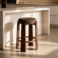 Tabouret de bar haut en bois massif, style minimaliste moderne, avec dossier, pour usage commercial ou domestique, design nordique, luxe léger