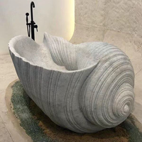 Baignoires autoportantes modernes de luxe en marbre blanc naturel avec drain, rectangulaires, pour hôtels