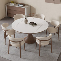 Table à manger pivotante en bois style crème, moderne et simple, carrée ou ronde, double usage, extensible pour petit appartement