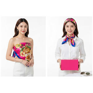Écharpe en satin de soie rose vif à fleurs pour femmes, <span class=keywords><strong>bandeau</strong></span> et tube top sans bretelles pour la plage et l'été - Product Image 1