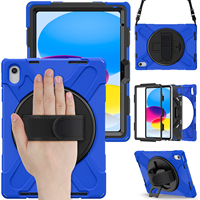 Housse de protection antichoc pour iPad A16 11e génération 2025 10e génération 10,9'' 360 °   Étui pour tablette enfant avec support rotatif et bandoulière robuste