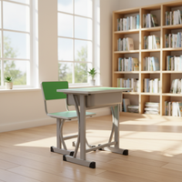 Ensemble bureau et chaise pour un seul élève, pour mobilier de classe scolaire, hauteur réglable, table d'étude ergonomique verte