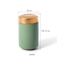 Mini pots de rangement en céramique pour thé, couvercle en métal céladon, récipient cylindrique hermétique pour le stockage du thé, des céréales, des produits secs, des bonbons, etc.