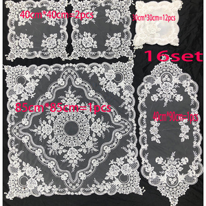 Tùy chỉnh đính cườm thêu Khăn trải bàn Handmade Polyester <span class=keywords><strong>Organza</strong></span> ren <span class=keywords><strong>Overlay</strong></span> hoa đám cưới sự kiện bảng RUNNERS màu be - Product Image 5