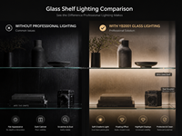 Éclairage LED pour étagère en verre, profil en aluminium, panneau de verre de 8 mm, lumière linéaire pour éclairage de vitrine YB2001-22-1