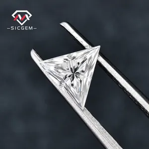 SICGEM 1 karat üçgen şekli 6.5 Mm gevşek doğal mozanit taş