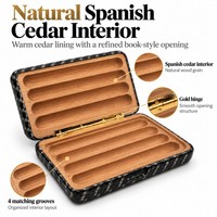 Étui à cigares de voyage de luxe en finition fibre de carbone, boîte à 4 cigares en cèdre espagnol pour collectionneurs et détaillants de cadeaux en UE et aux États-Unis
