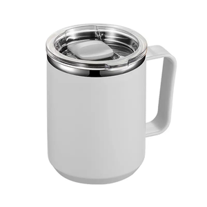 แก้วกาแฟสแตนเลสมีหูจับพร้อมฝาปิดสำหรับกาแฟ ชา สำนักงาน ท่องเที่ยว - Product Image 6