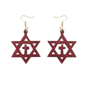 Finished Wood Star Earring Jewelry Blanks Ornaments Charms Crafts christmas laser stars hanging ER0239 (2)