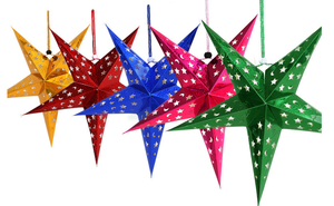 Pendentif étoile à cinq branches tridimensionnel découpé au laser en <span class=keywords><strong>papier</strong></span> multicolore 22,7 cm pour Noël, Diwali, Ramadan, Remise de diplôme, Pâques en extérieur - Product Image 2