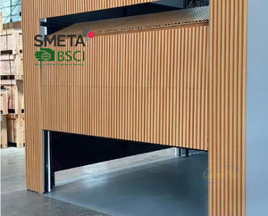 Porte de garage automatique télécommandée LongTai, en aluminium, acier, grain de bois, panneau grillagé, design moderne - Product Image 6
