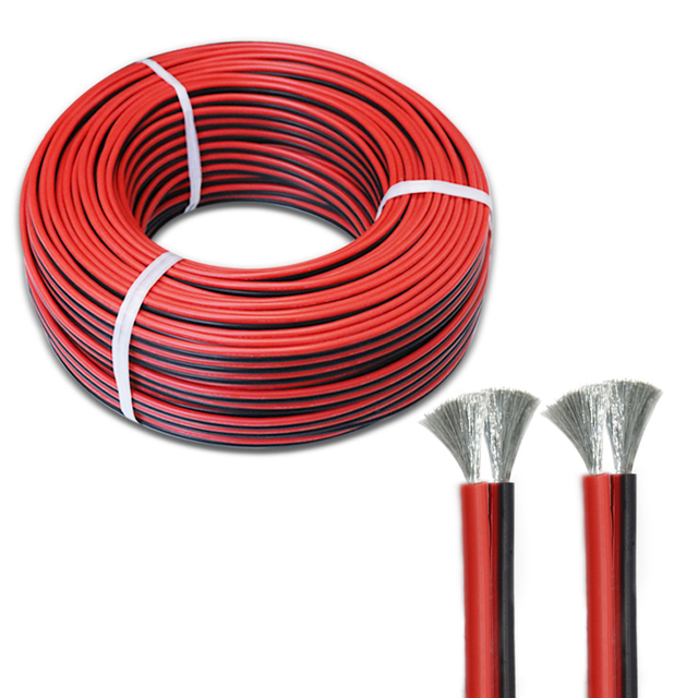 Red and Black 2 Core Silicone Parallel Wire 8awg 14awg 16awg 18awg 20awg 22awg 24awg 26awg 28awg New Energy Silicone Power Wire