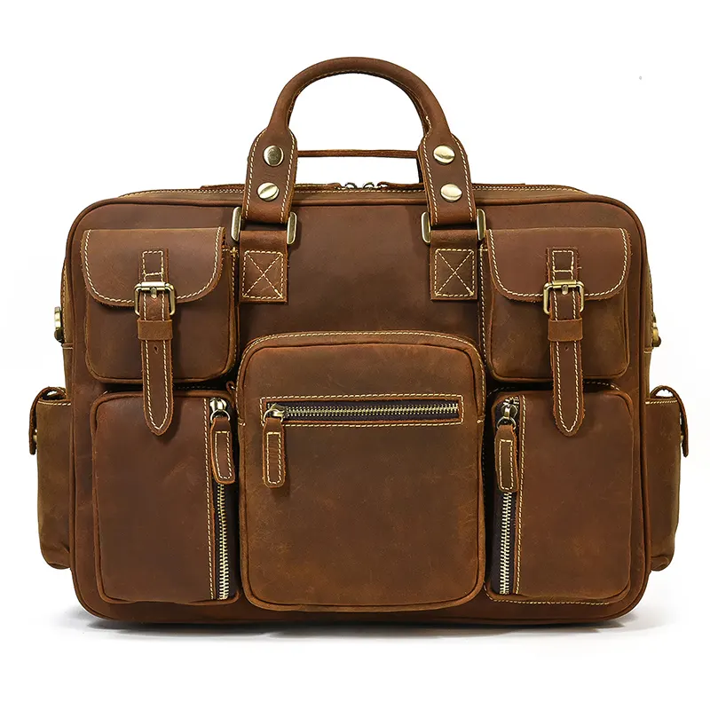 Luufan мужская деловая сумка из коровьей кожи с пряжкой Мужская Рабочая сумка коричневая Мужская сумка из натуральной кожи Портфель для ноутбука 15,6 дюйма