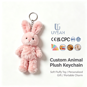 Portachiavi in Peluche Morbido a Forma di Coniglio, <span class=keywords><strong>Orso</strong></span>, Anatra, Rana, Gatto, Personalizzabile con Logo, Regalo, Mascotte Animale Soffice, OEM/ODM UYEAH - Product Image 2