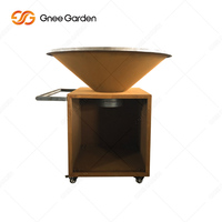 Table de cuisson moderne en acier Corten pour jardin, barbecue avec chariot pour plus de 5 personnes